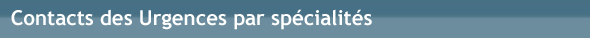 Contacts des Urgences par spécialités