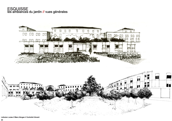 Esquisse jardin Hôpital Sainte-Marguerite