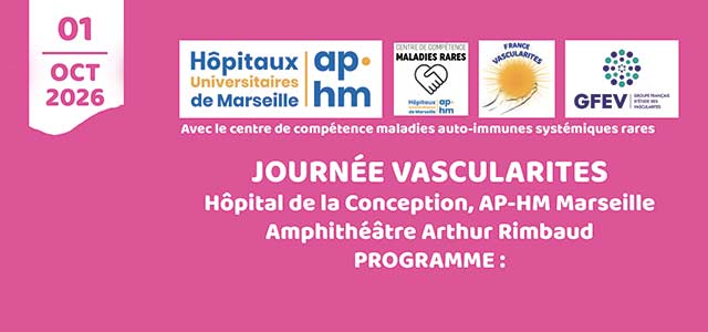 Programme de la Journée vascularites organisée le 1er octobre 2026 à l’Hôpital de la Conception à Marseille.