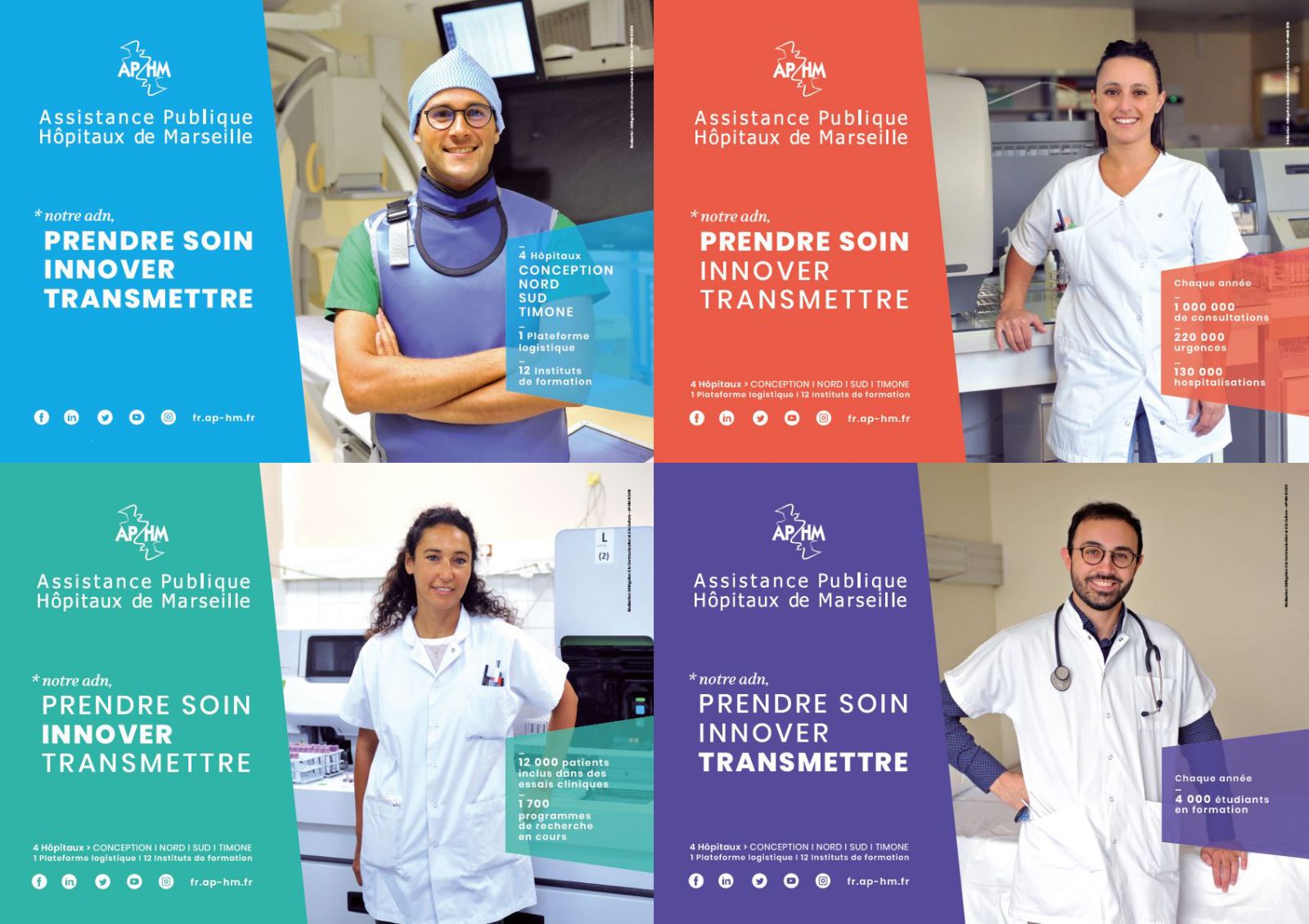 Campagne de communication AP-HM Notre ADN : prendre soin, innover, transmettre