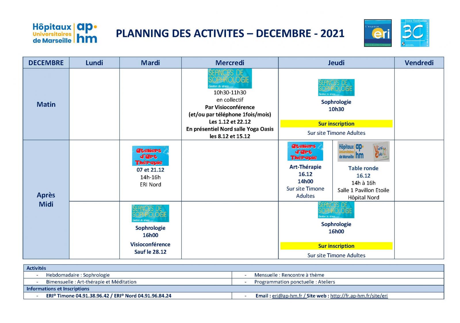 Planning mensuel ERI - Décembre 2021