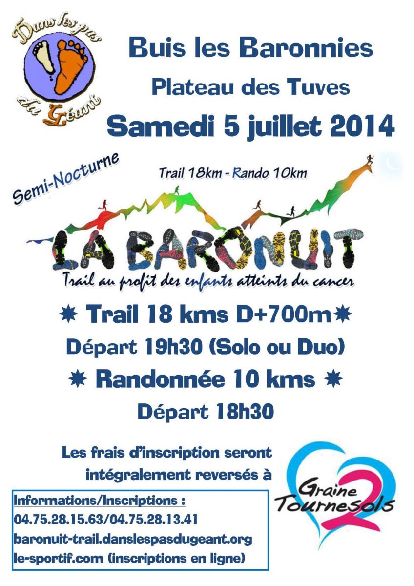 Affiche La Baronuit - Trail au profit des enfants atteints de cancer