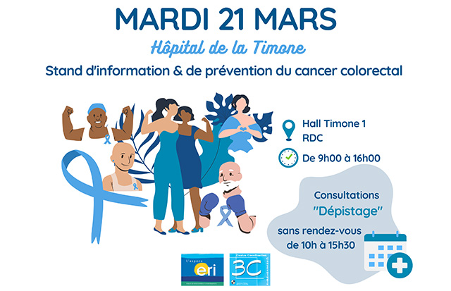 stand d'information cancer colorectale le 16 mars à l'Hôpital NORD