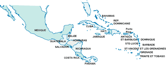 Carte de l'Amérique Centrale