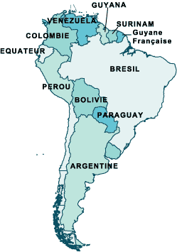 carte de l'Amerique du sud