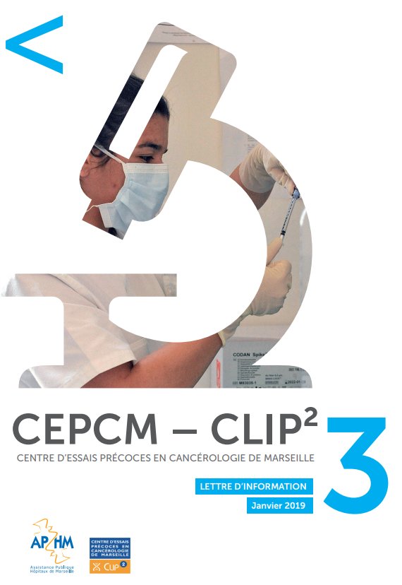 Visuel de la newsletter du CEPCM Phase 1 oncologie CLIP² - AP-HM