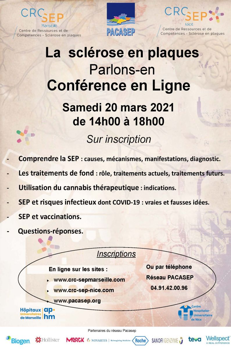 Affiche conférence en ligne grand public "La SEP, parlons-en"
