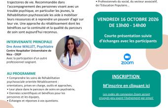 Webinaire SISM 2026 : Mieux soigner les troubles psychiques en PACA grâce aux soins de Réhabilitation psychosociale