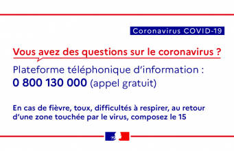 Une plateforme téléphonique d’information gratuite pour vos questions sur le coronavirus COVID-19